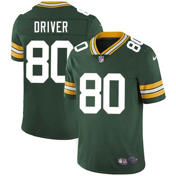 Green Donald Driver Packers Jersey Custom Sewn-on Patches Mens Womens Youth