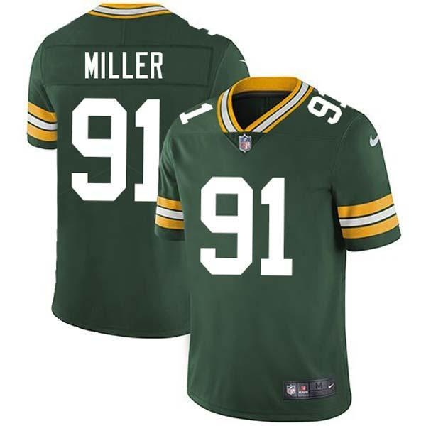 Green Jordan Miller Packers Jersey Custom Sewn-on Patches Mens Womens Youth