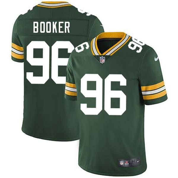 Green Vaughn Booker Packers Jersey Custom Sewn-on Patches Mens Womens Youth