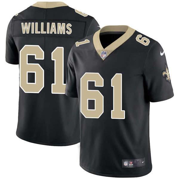 Black Del Williams Saints #61 Stitched American Football Jersey Custom Sewn-on Patches Mens Womens Youth