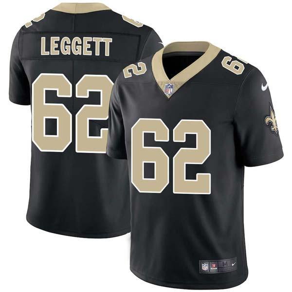 Black Brad Leggett Saints #62 Stitched American Football Jersey Custom Sewn-on Patches Mens Womens Youth