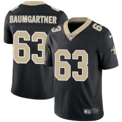 Black Steve Baumgartner Saints #63 Stitched American Football Jersey Custom Sewn-on Patches Mens Womens Youth