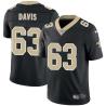 Black Norman Davis Saints #63 Stitched American Football Jersey Custom Sewn-on Patches Mens Womens Youth