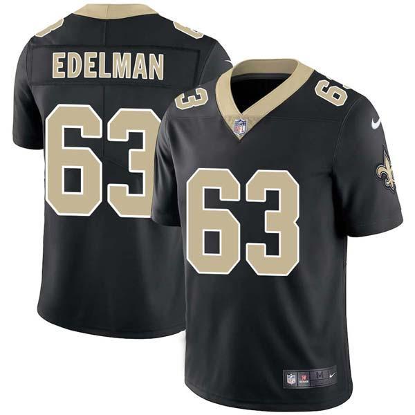 Black Brad Edelman Saints #63 Stitched American Football Jersey Custom Sewn-on Patches Mens Womens Youth