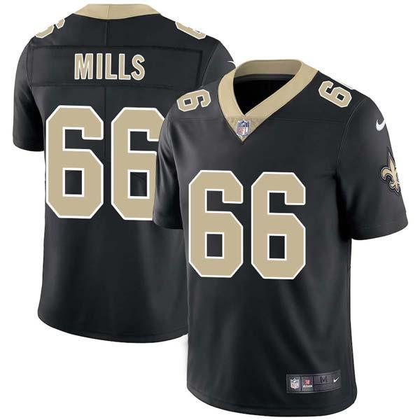 Black Jordan Mills Saints #66 Stitched American Football Jersey Custom Sewn-on Patches Mens Womens Youth