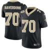 Black Kevin Haverdink Saints #70 Stitched American Football Jersey Custom Sewn-on Patches Mens Womens Youth