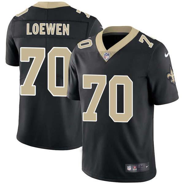 Black Mitchell Loewen Saints #70 Stitched American Football Jersey Custom Sewn-on Patches Mens Womens Youth