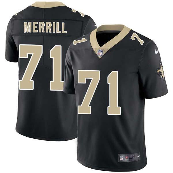 Black Casey Merrill Saints #71 Stitched American Football Jersey Custom Sewn-on Patches Mens Womens Youth