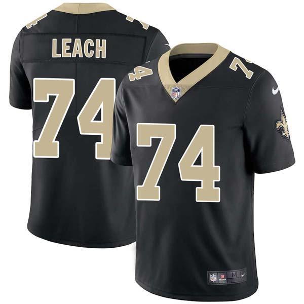 Black Bill Leach Saints #74 Stitched American Football Jersey Custom Sewn-on Patches Mens Womens Youth