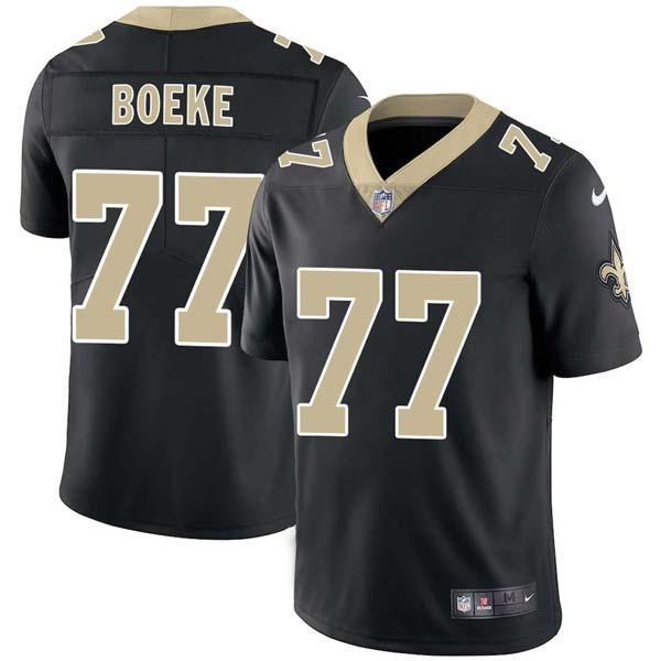 Black Jim Boeke Saints #77 Stitched American Football Jersey Custom Sewn-on Patches Mens Womens Youth