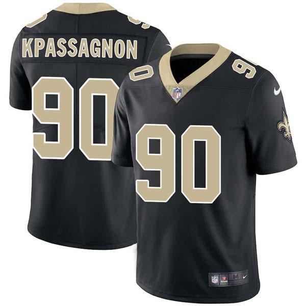 Black Tanoh Kpassagnon Saints #90 Stitched American Football Jersey Custom Sewn-on Patches Mens Womens Youth