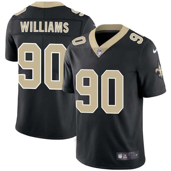 Black James Williams Saints #90 Stitched American Football Jersey Custom Sewn-on Patches Mens Womens Youth