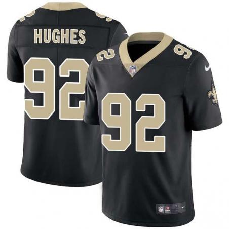 Black John Hughes Saints #92 Stitched American Football Jersey Custom Sewn-on Patches Mens Womens Youth