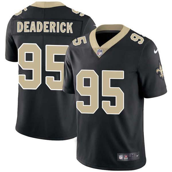 Black Brandon Deaderick Saints #95 Stitched American Football Jersey Custom Sewn-on Patches Mens Womens Youth