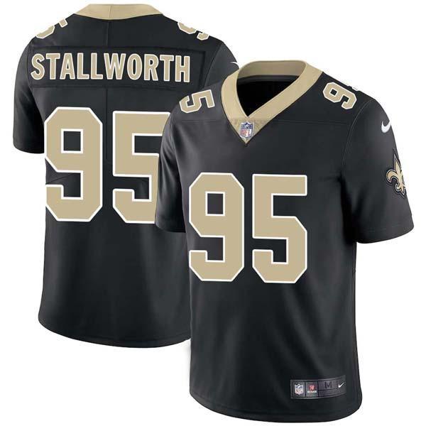 Black Taylor Stallworth Saints #95 Stitched American Football Jersey Custom Sewn-on Patches Mens Womens Youth