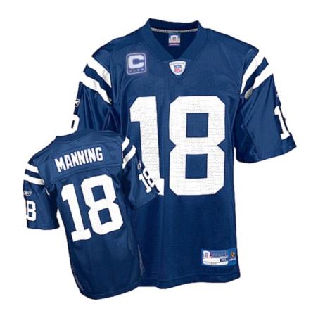 Peyton Manning Indianapolis Football Jersey - Indianapolis #18 Football Jersey(Blue with C Patch)