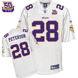 Adrian Peterson Minnesota Football Jersey - Minnesota #28 Football Jersey(Full White 50th)