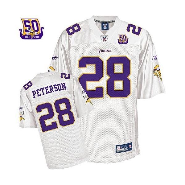 Adrian Peterson Minnesota Football Jersey - Minnesota #28 Football Jersey(Full White 50th)