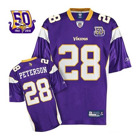 Adrian Peterson Minnesota Football Jersey - Minnesota #28 Football Jersey(Purple 50th)