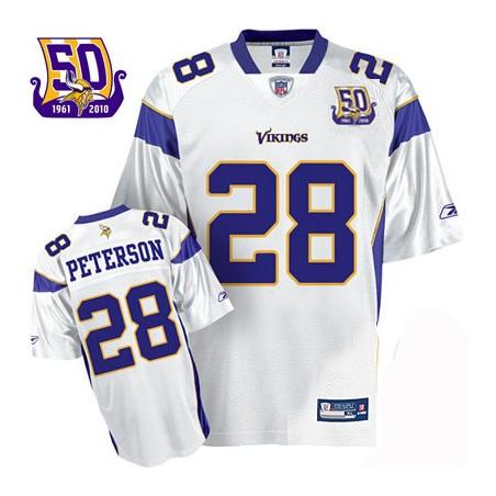 Adrian Peterson Minnesota Football Jersey - Minnesota #28 Football Jersey(White 50th)