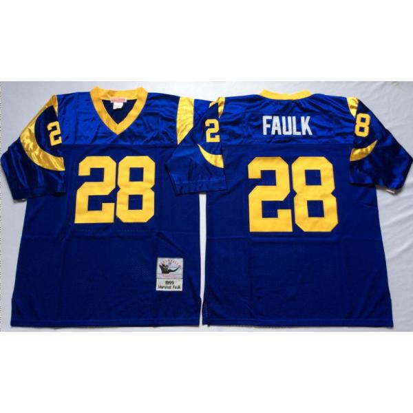 Marshall Faulk Football Jersey - St Louis #28 Jersey(Blue Throwback)