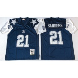 Deion Sanders Football Jersey - Dallas #21 Jersey(Blue, 75th Throwback)