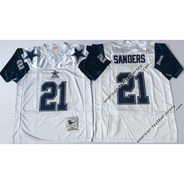 Deion Sanders Football Jersey - Dallas #21 Jersey(White, 75th Throwback)