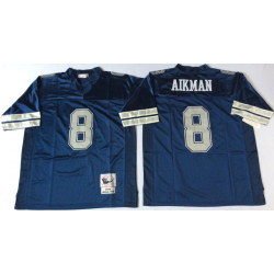 Troy Aikman Dallas Football Jersey - Dallas #8 Football Jersey (Blue, Throwback)