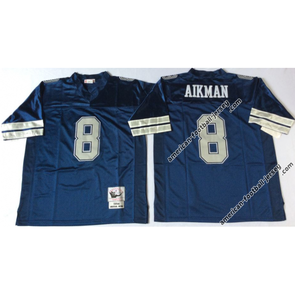 Troy Aikman Dallas Football Jersey - Dallas #8 Football Jersey (Blue, Throwback)