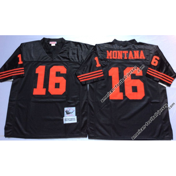 Joe Montana SF Football Jersey - SF #16 Football Jersey(Black Throwback)