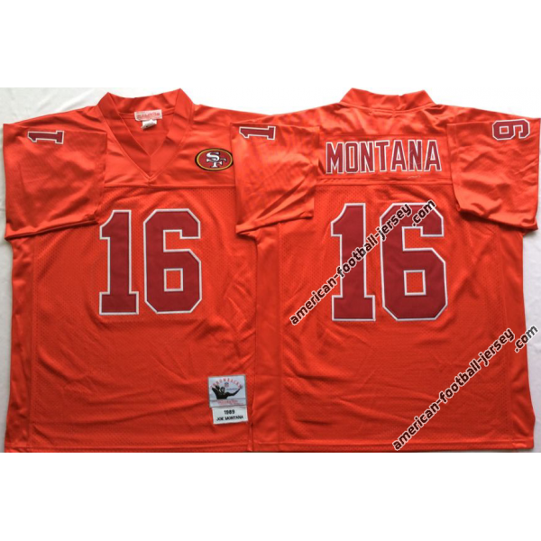 Joe Montana SF Football Jersey - SF #16 Football Jersey (Red, red number Throwback)