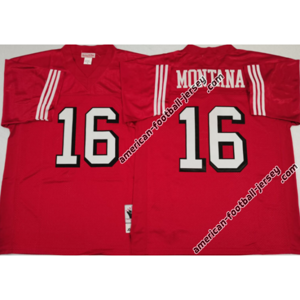 Joe Montana SF Football Jersey - SF #16 Football Jersey (Red, 75th Throwback)