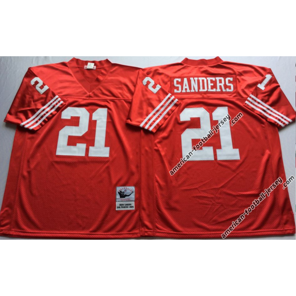 Deion Sanders SF Football Jersey - SF #21 Football Jersey(Red Throwback)