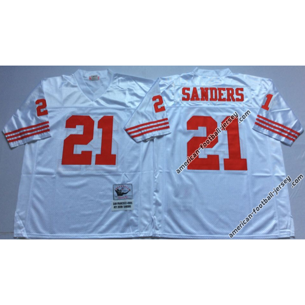 Deion Sanders SF Football Jersey - SF #21 Football Jersey(White Throwback)