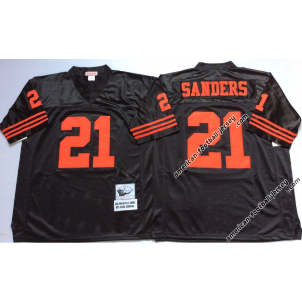 Sanders San Francisco Football Team Jersey -San Francisco #21 Deion Sanders Jersey (Black, Throwback)