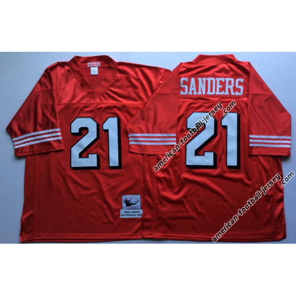 Sanders San Francisco Football Team Jersey -San Francisco #21Deion Sanders Jersey (Red, 75th Throwback)