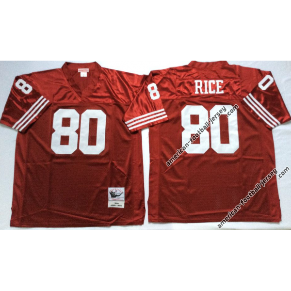 Jerry Rice SF Football Jersey - SF #80 Football Jersey (Red, Throwback)