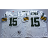 STARR Green Bay #15 Football Jersey - Bart Starr Football Jersey (White, short sleeves Throwback)