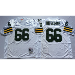 Green Bay Packers #66 Ray Nitschke Throwback Football Jersey (White)