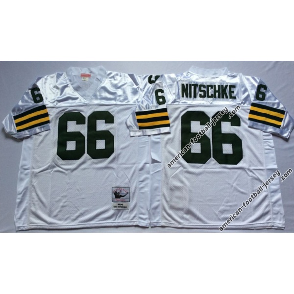 Green Bay Packers #66 Ray Nitschke Throwback Football Jersey (White)