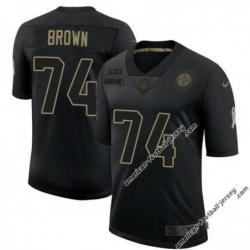 Black John Brown Steelers #74 Stitched Salute to Service Football Jersey Mens Womens Youth