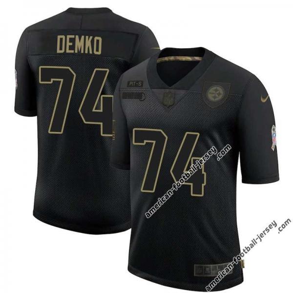 Black George Demko Steelers #74 Stitched Salute to Service Football Jersey Mens Womens Youth