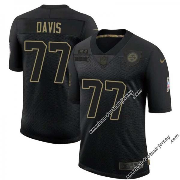 Black Jesse Davis Steelers #77 Stitched Salute to Service Football Jersey Mens Womens Youth