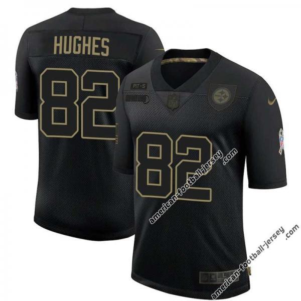 Black Dennis Hughes Steelers #82 Stitched Salute to Service Football Jersey Mens Womens Youth