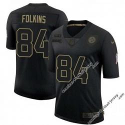 Black Lee Folkins Steelers #84 Stitched Salute to Service Football Jersey Mens Womens Youth