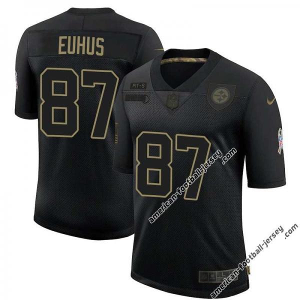 Black Tim Euhus Steelers #87 Stitched Salute to Service Football Jersey Mens Womens Youth