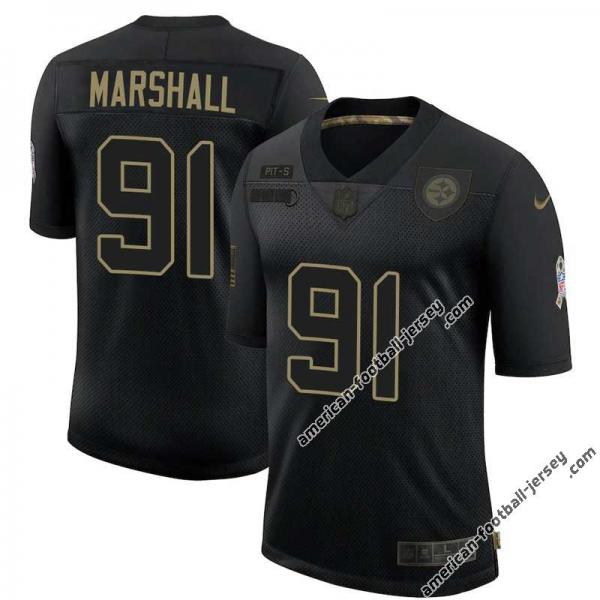 Black Jonathan Marshall Steelers #91 Stitched Salute to Service Football Jersey Mens Womens Youth