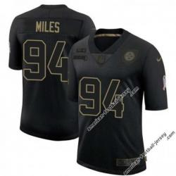 Black Eddie Miles Steelers #94 Stitched Salute to Service Football Jersey Mens Womens Youth