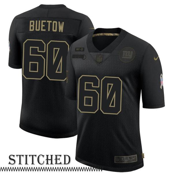 NY Giants #60 Bart Buetow Black Salute to Service Jersey