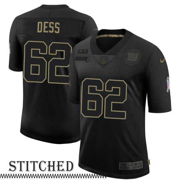 NY Giants #62 Darrell Dess Black Salute to Service Jersey